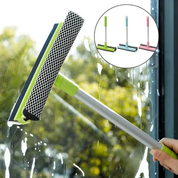 

Glass Window Cleaner 2-in-1 Cleanning Brush Wiper Adjustable Long Handle Squeegee and Scrubber Sponge Washing Kit Cleaning Tool