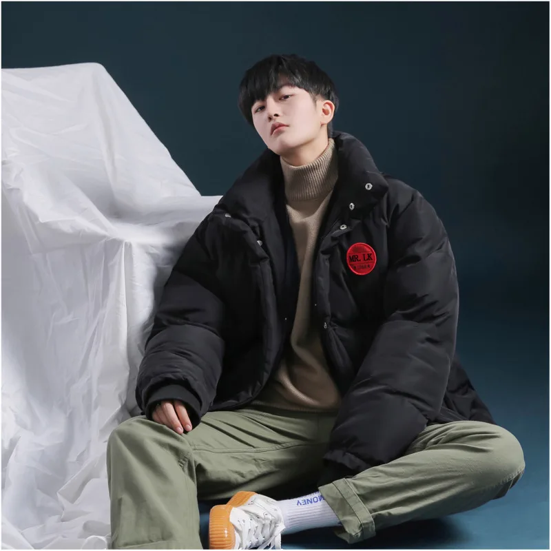 

Cz02 *p130 Winter Man Stand Lead Cotton-padded Clothes Easy Keep Warm Bread Serve Neutral Loose Coat