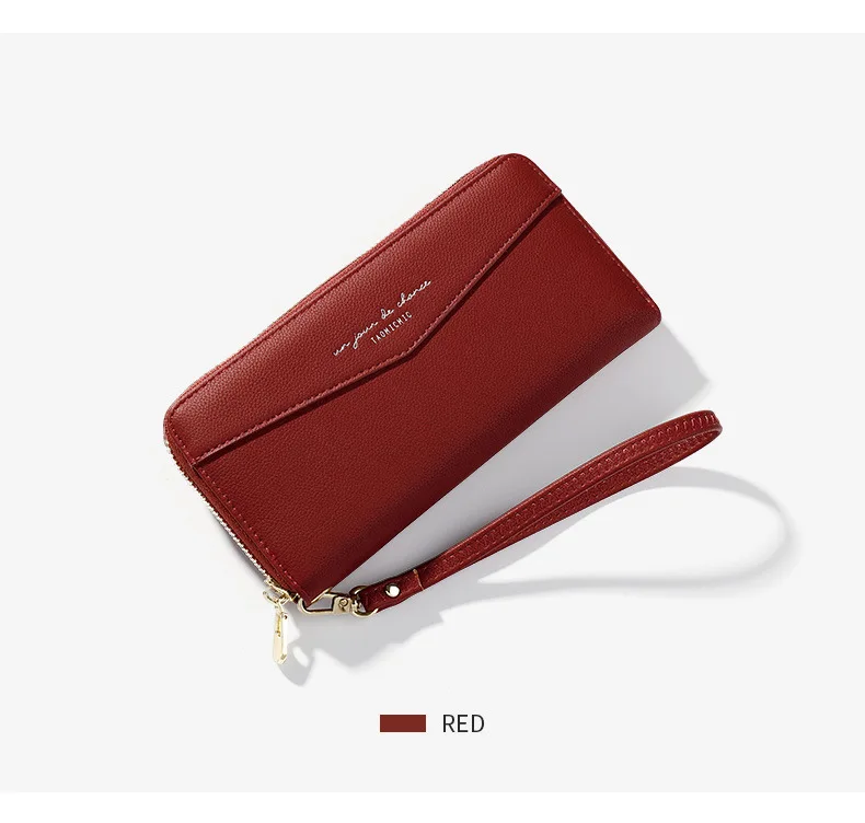 Essential Leather Wallets for Women 2019 Slim Continental Handy Wallet Black Pink Large Capacity Money Organizer wallets Clutch (13)