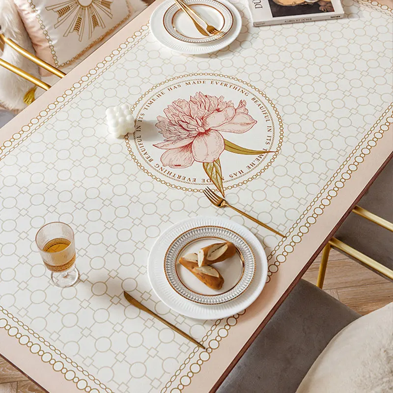 Nordic Flower Leather Tablecloth Waterproof Oil-proof Coffee Table Mat Solid Color Placemat Party Table Decor Cover Custom Made - Image 4