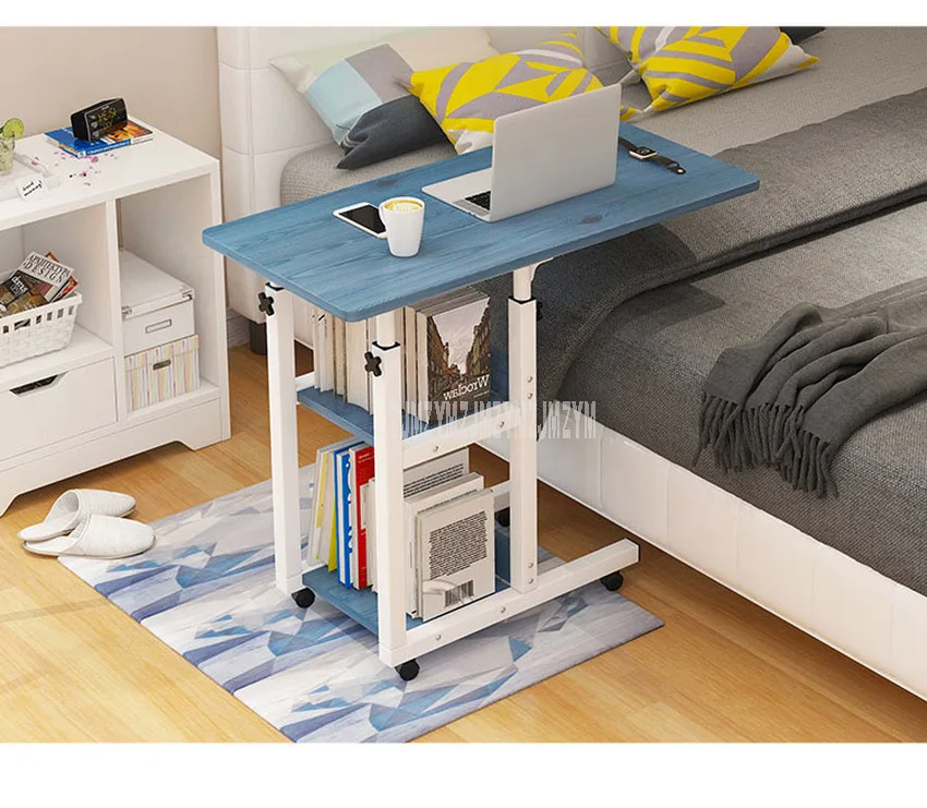 Movable Simple Design Laptop Table Wood Desktop Height Adjustable Bed Sofa Side Computer Notebook Laptop Desk Table Iron Frame