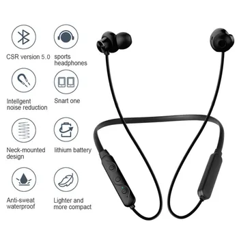 

Wireless Bluetooth 5.0 Earphone Headset Magnetic Sports Running Earphone Earplug IPX5 Waterproof Sports Noise Canceling Earphone