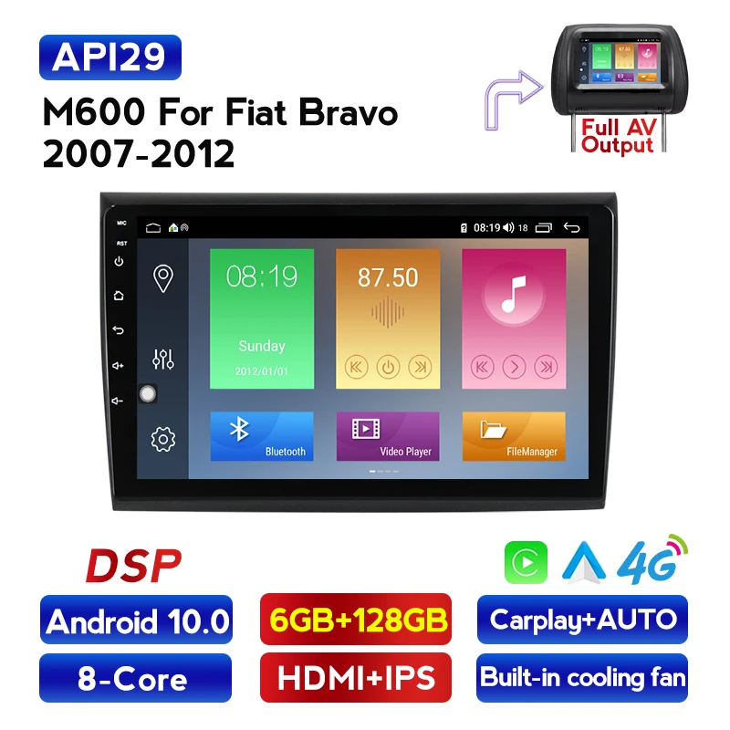 MEKEDE Android IPS DSP 8 ядер для Fiat Bravo 2007 2008 2009 2010 2011 2012 автомобильное радио мультимедийный