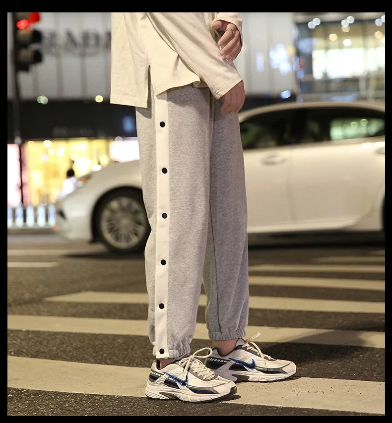 Black for Fog Street Pants Women  Cargo Pants Hip Hop Slim Fit Ribboned Waistband Track Pants