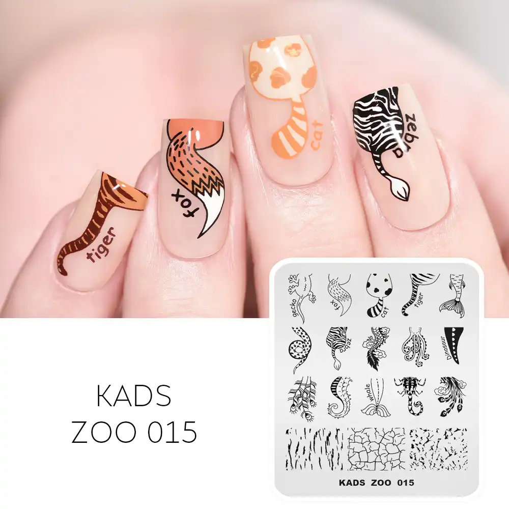 Kads Nail Art Stamp Template Animal Tail Pattern Design Nail Stamping Plate Peacock Lizard Image Nail Mold Stencil Plate Tools Nail Art Templates Aliexpress