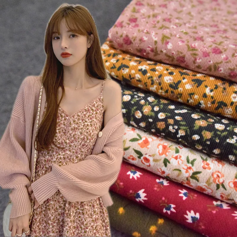 Half Meter Autumn Winter New Design Little Flower Print Cotton Corduroy Fabric For Shirt Coat Face Shoe Surface T1498 Half Meter Autumn Winter New Design Little Flower Print Cotton Corduroy Fabric For Shirt Coat Face Shoe Surface T1498