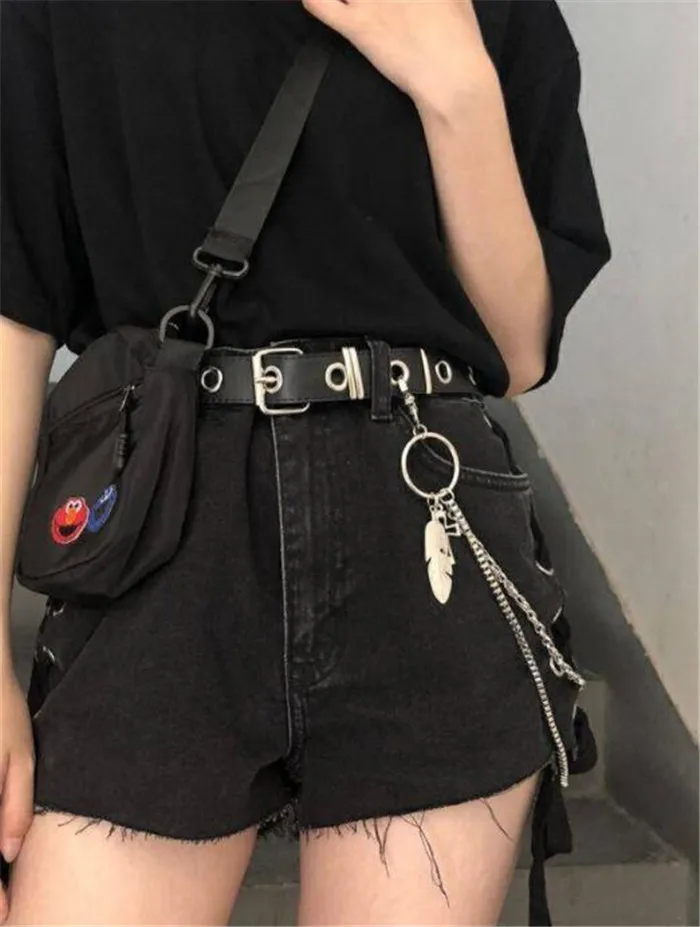 Модные маленькие поясные ремни в стиле панк-рок Харадзюку, сумка-кошелек, бандаж, ремень в стиле панк, пояс с металлической кисточкой, мини-цепочка, женский ремень в стиле панк