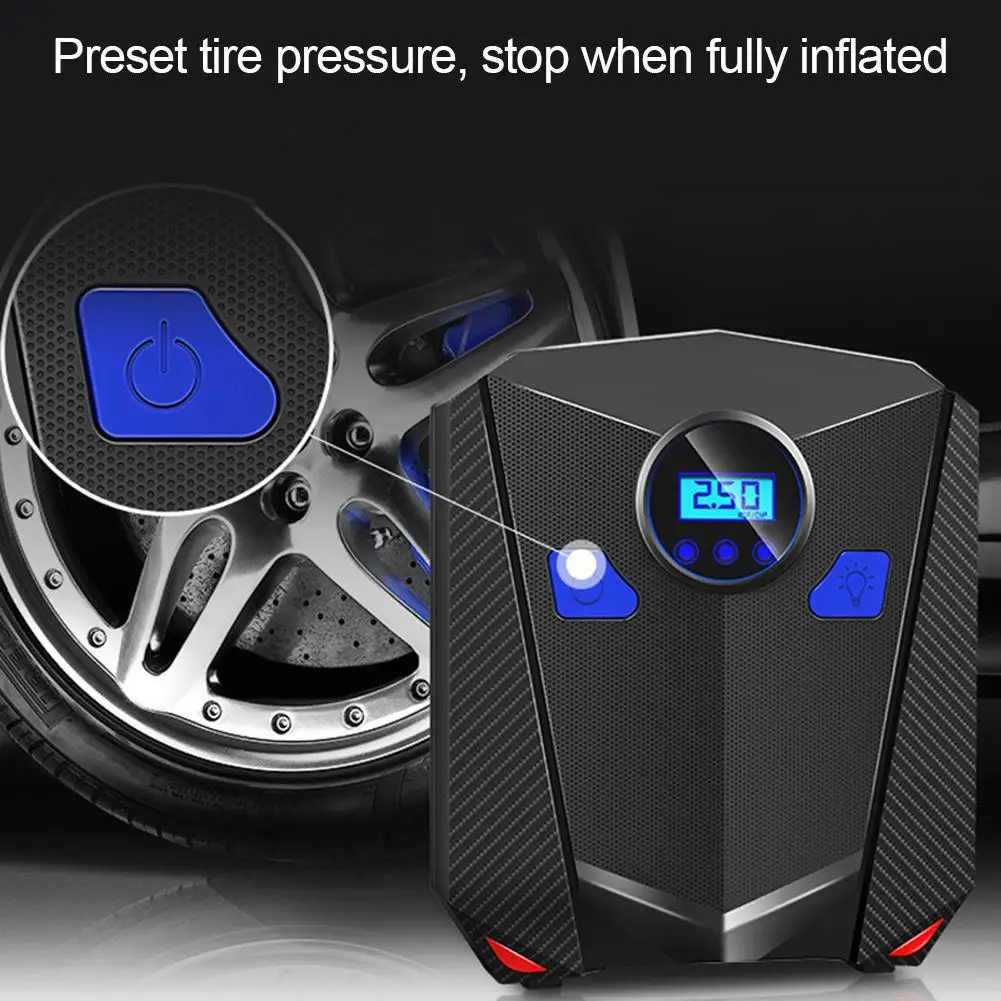 Bomba de ar Compressor de ar Portátil com Luz Pneus de Motocicleta Led para Carro Tela Digital Tire Inflator Bicicletas Basktball 12v Mod. 187378 16 12V Tela Digital Tire Inflator Bomba de