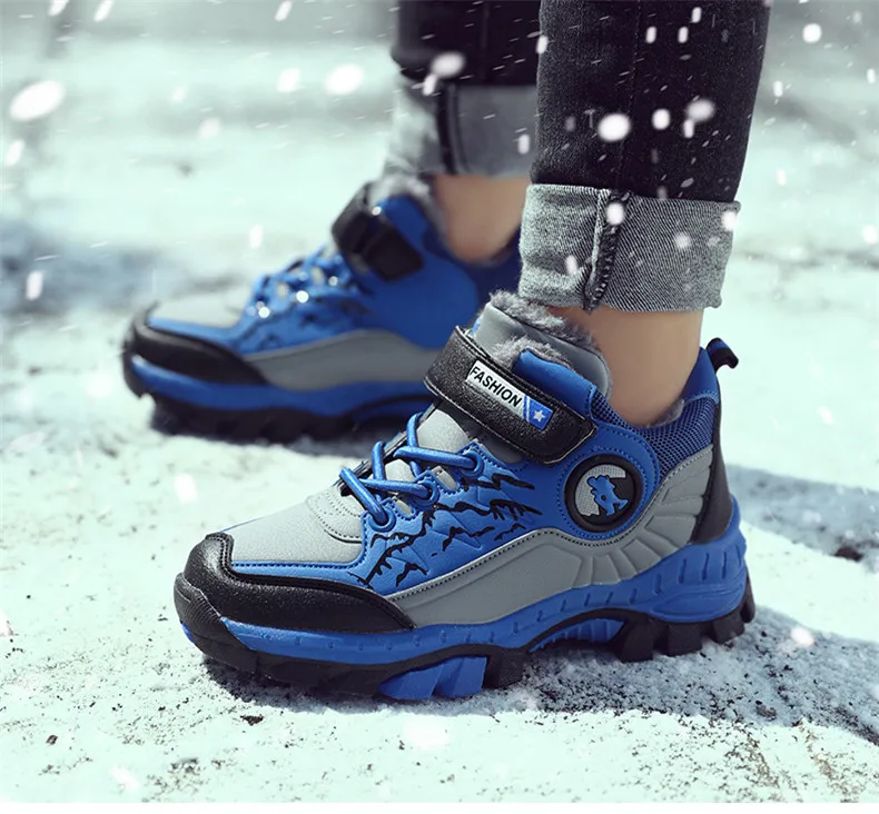 PINSEN 2019 Winter Kids Sneakers boys Outdoor Shoes Hiking Shoes children Shoes Boy Rubber Sole Non-slip Warm Sports Shoes (11)
