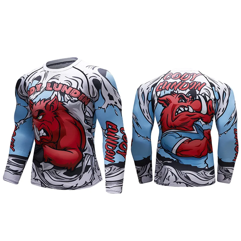 

Cody Lundin Men Graphic Sports Shirts Tight MMA Jiu Jitsu Bjj Rashguard Polyester Boxing Jersey Training Fitnes Sportswear