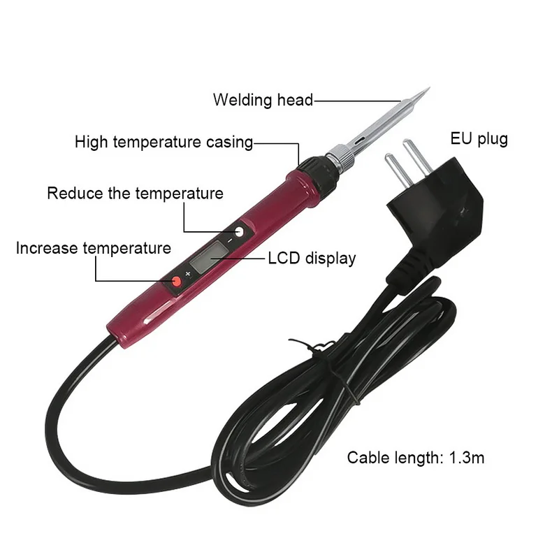 80 Вт ЕС вилка ЖК-цифровой дисплей паяльник Регулируемая температура Электрический паяльник сварка ремонт