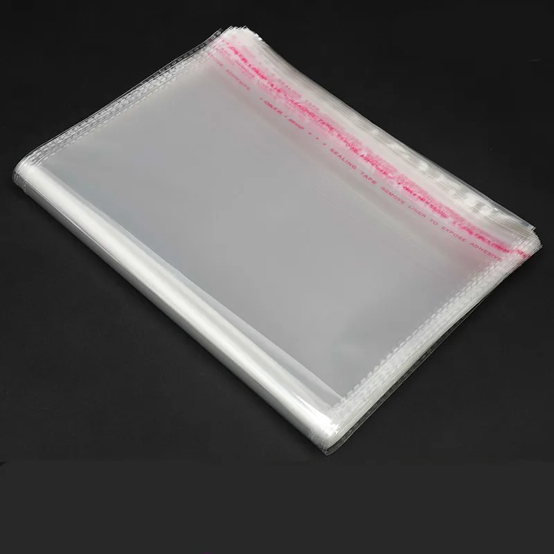 100pcs self-прозрачные пакеты сумки прозрачные герметизирующий пакет(40x60+ 4 см)(40*55/45*65) подарок Пластик упаковка самоклеющиеся пломбы
