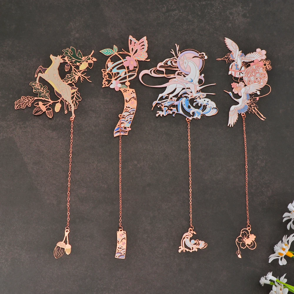 Marcapáginas con borla de estilo chino, colgante Retro Para libro, Clip de Metal, marcapáginas, papelería, regalo para estudiantes, escuela, suministros de oficina, 1 ud.