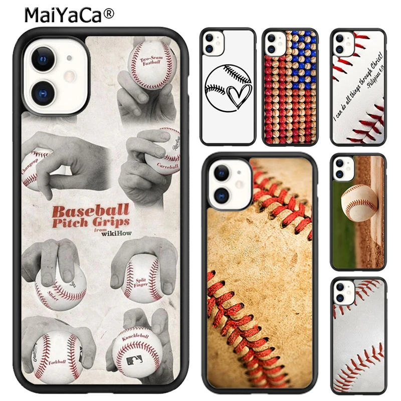 MaiYaCa Baseball Ball Texture Leather Sport Phone Case For iPhone 14 SE