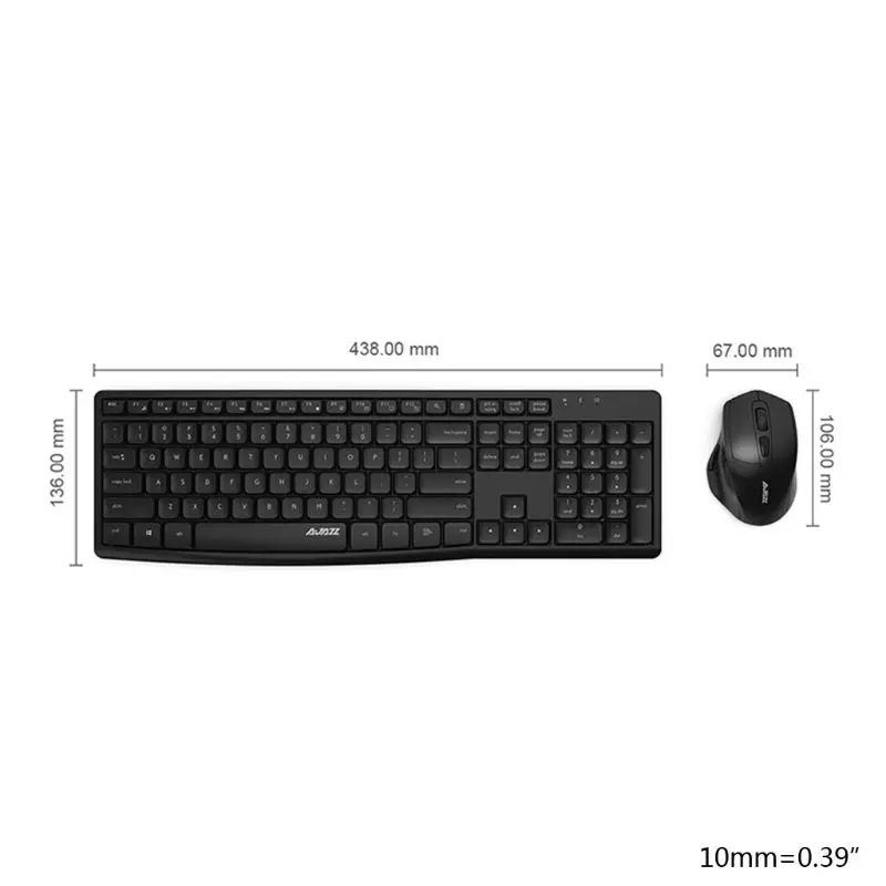 

New Ajazz A2030W Mute Waterproof 10m 2.4GHz Wireless Keyboard and Mouse Set
