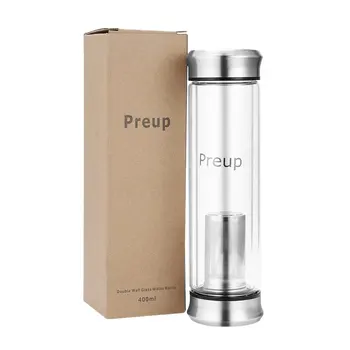 

Preup Outdoor Office 400ML Double Layer Borosilicate Glass Stainless Steel Fruit Tea Coffee Heat Preservation Filter Cup