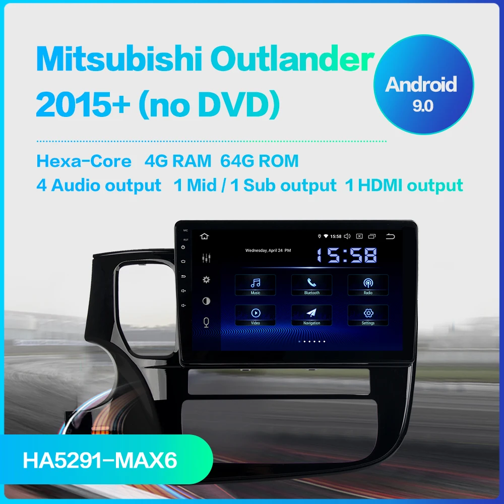 Clearance 10.2" Autoradio android 9.0 DSP For Mitsubishi Outlander 2014 2015 2016 2017 USB 64GB ROM Bluetooth MP3 1