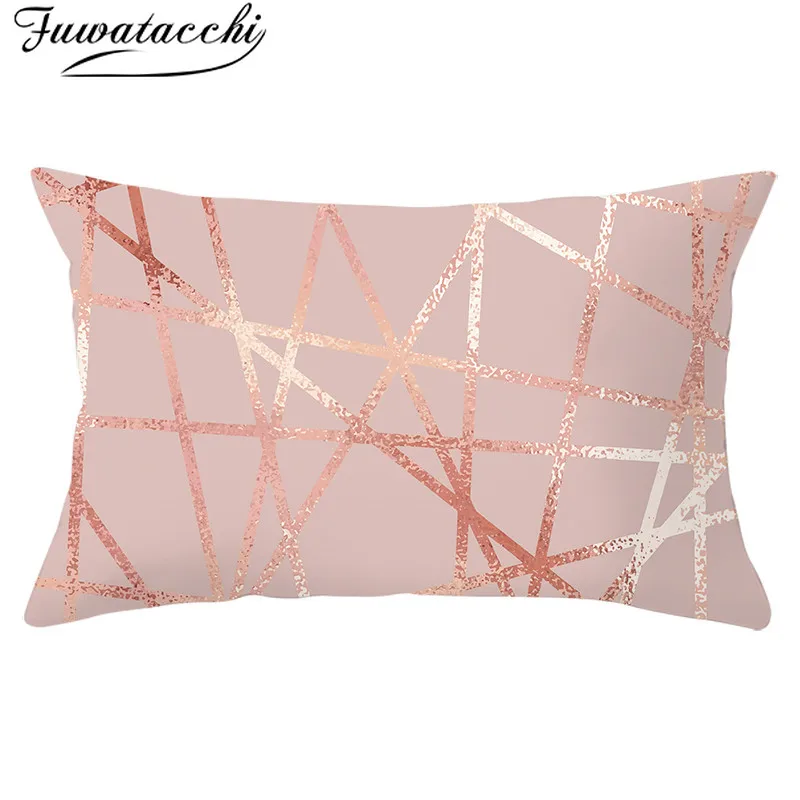 

Fuwatacchi Rectangle polyester Cushion Cover Geometric Throw Pillowcase for Sofa Decorative Pink Throw Pillows Covers 30*50cm