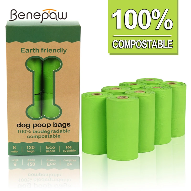 Pet-Waste-Bags Dog-Poop-Bag Biodegradable Benepaw Easy-To-Tear-Off-120 Odorless Leakproof