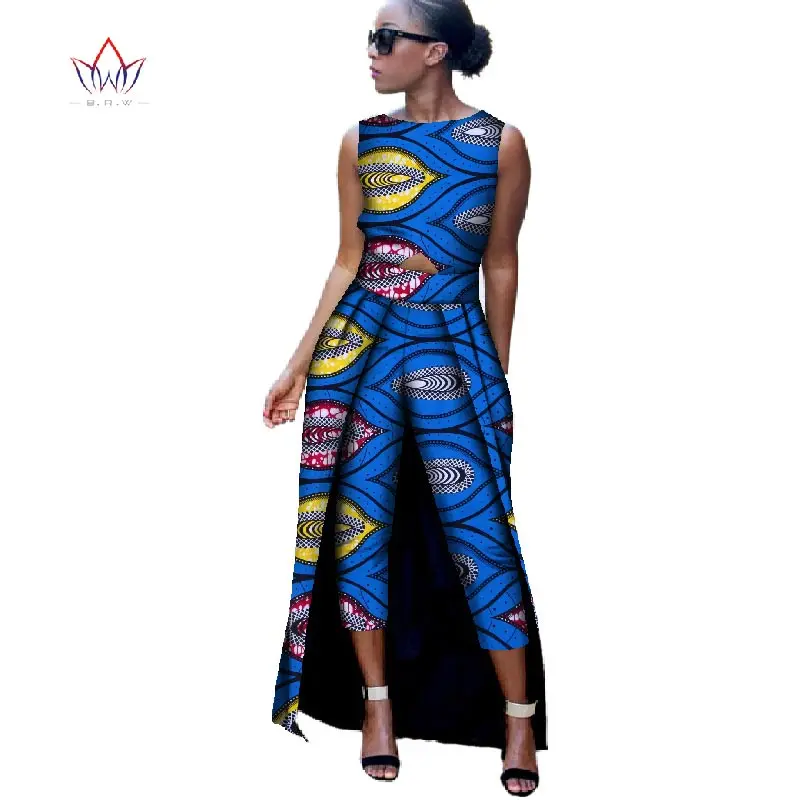 Новая мода Африка хлопок Принт Комбинезон Африканский Базен комбинезон Riche для Женщин Дашики Фитнес Комбинезон для леди WYD8 - Цвет: 8
