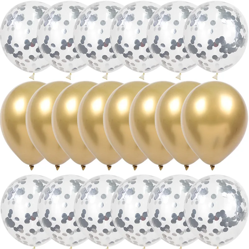 20 шт./упак. металла и Фольга воздушные шары для детей на день рождения, вечеринок и свадебного украшения Baby Shower счастливый день рождения воздушные шары globos - Цвет: 20p gold silver