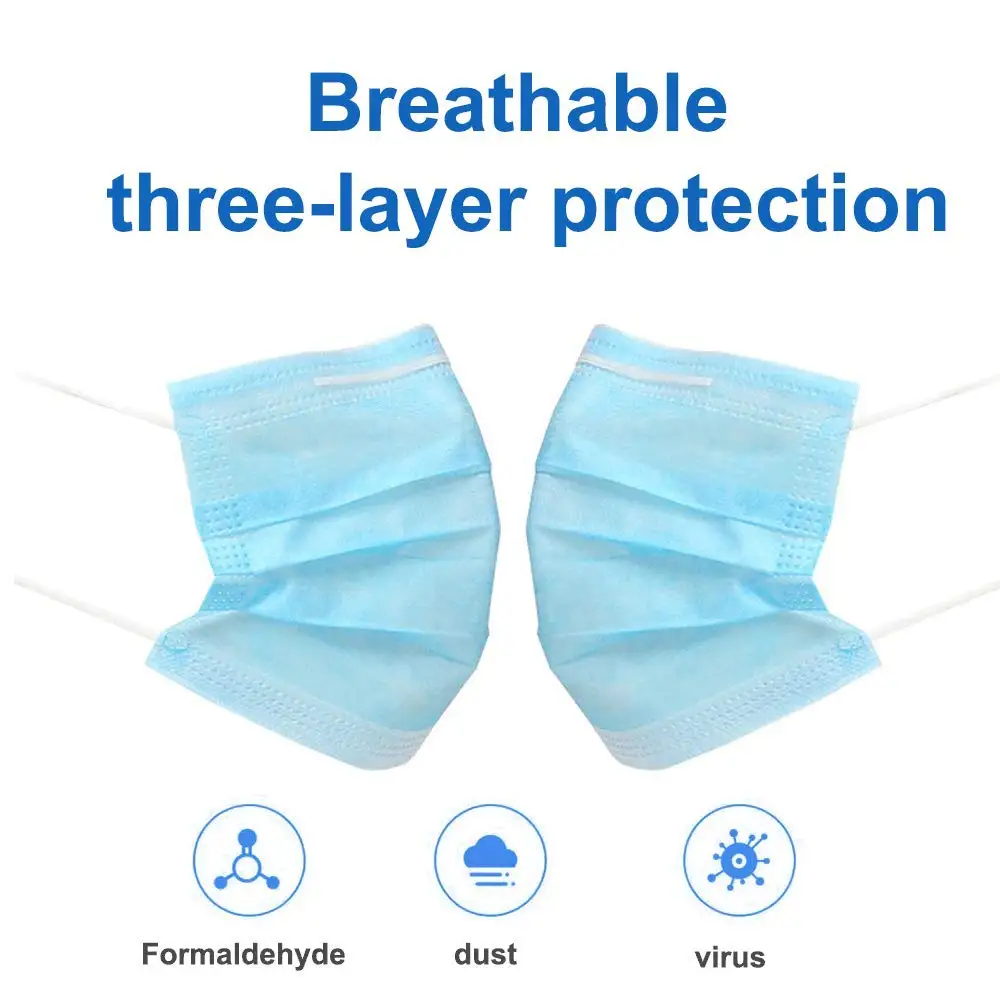 

80PCS Disposable Protective Mask Dustproof Facial Protective Cover Masks 3 Layers Maldehyde Prevent bacteria anti-virus Masks