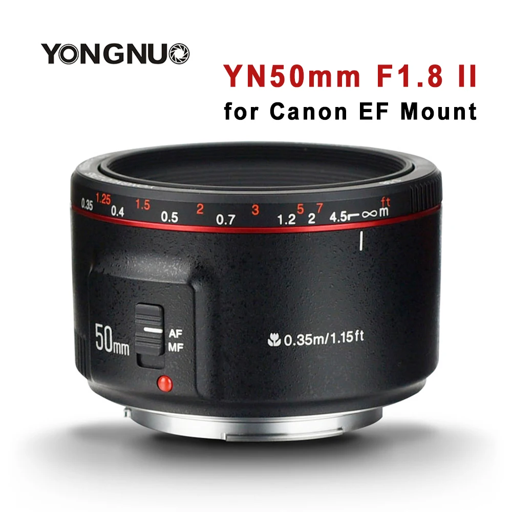 Стандартный основной объектив YONGNUO YN50mm F1.8 II с автофокусом Большая диафрагма для