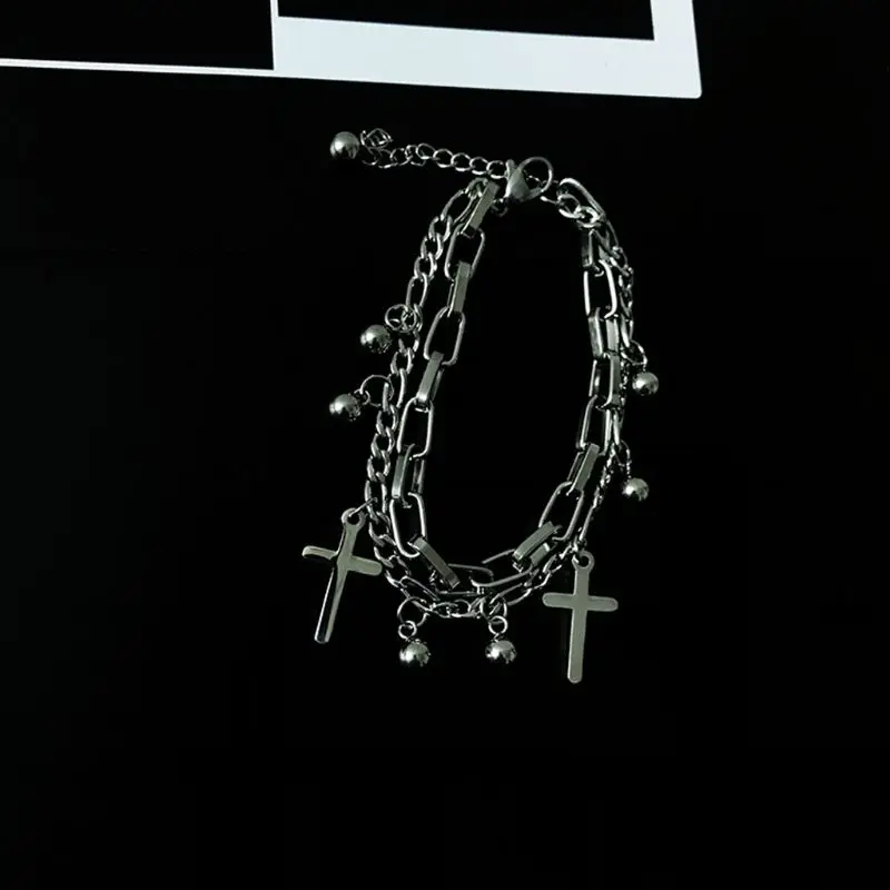 ANGELADY 1 шт. двойной слой s Handchain рок уличная круги крест шар цепь многослойный браслет в стиле хип-хоп ювелирные изделия