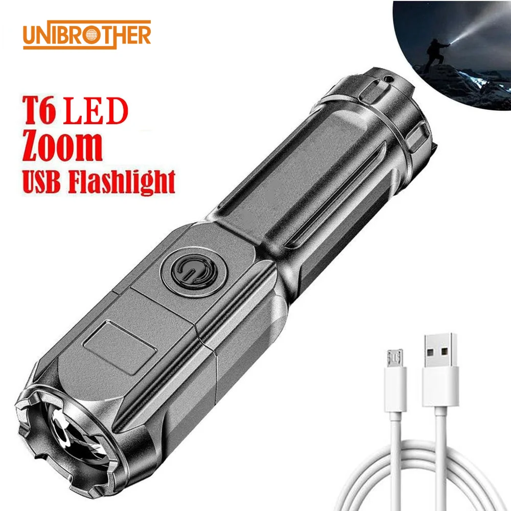 Zoom Rechargeable Flashlight Xhp90 Flashlight Flashlight 100000 Lumen