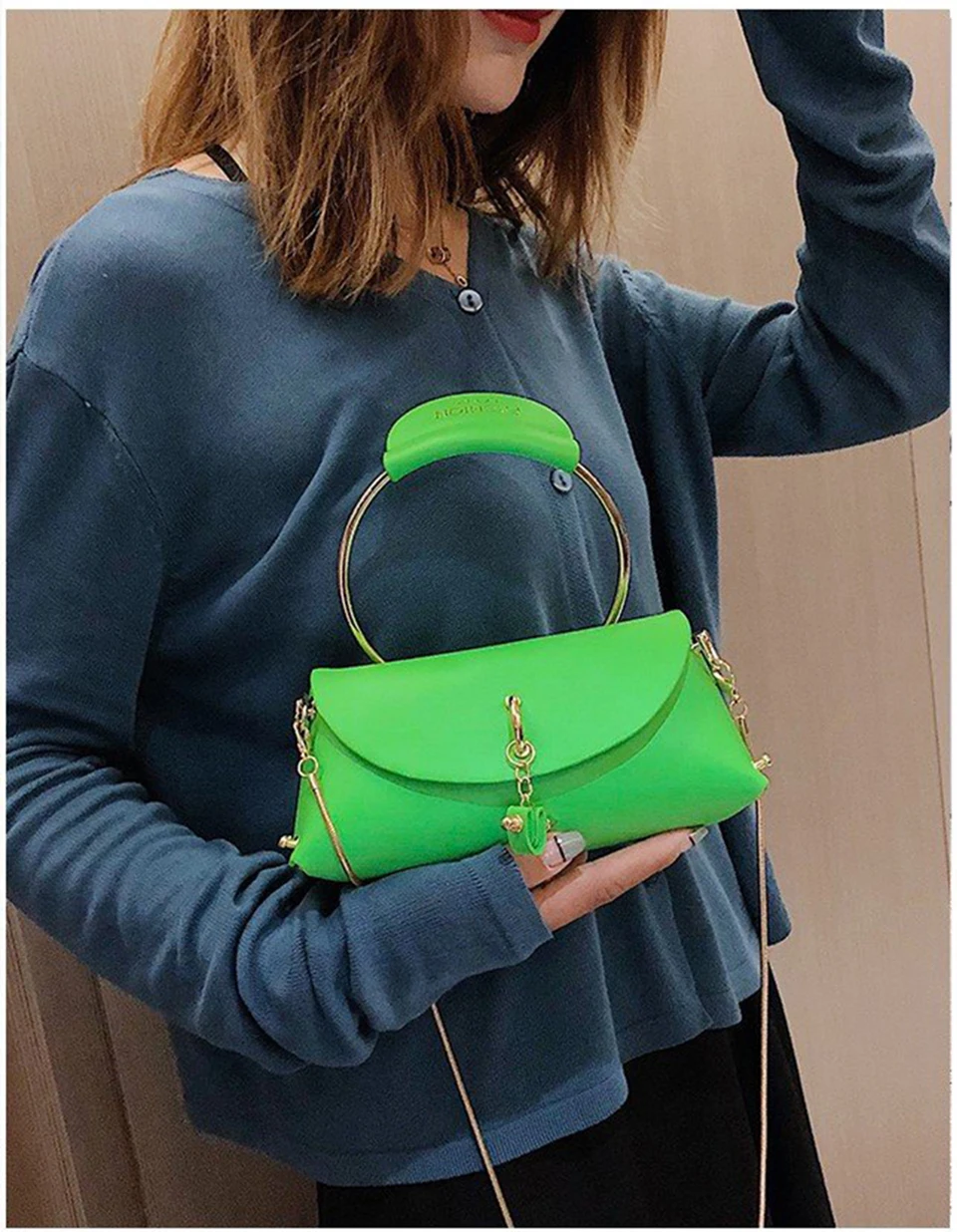 Женские сумки неоновые зеленые желтые сумки через плечо женская элегантная сумка летняя модная сумка, сумка на плечо цепи