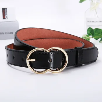 

Fashion Round Buckle Ladies Narrow Belt Women's 2019 Design High Quality Female Casual Leather Belts for Jeans Luxury Strap