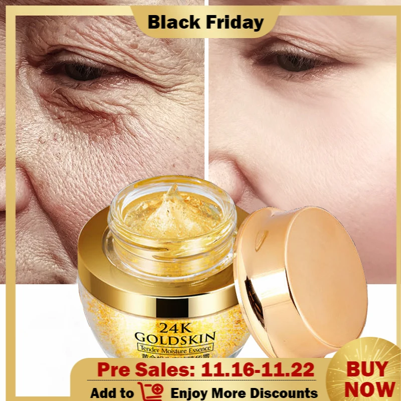 

24K Gold Snail Face Cream For Dry Skin Care Anti Wrinkle Brightening Collagen Anti-Aging Whitening Moisturizing Creams Korean