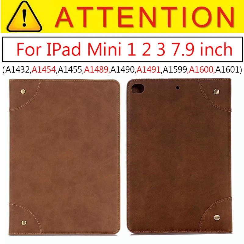 Mini 1 2 3LightBrown Магнитный чехол-подставка для Apple IPad Mini 1 2 3, 7,9 дюймов, чехол для планшета, высокое качество, кожаный смарт-флип, Чехол для IPad Mini 4 5 - Цвет: Mini 1 2 3LightBrown