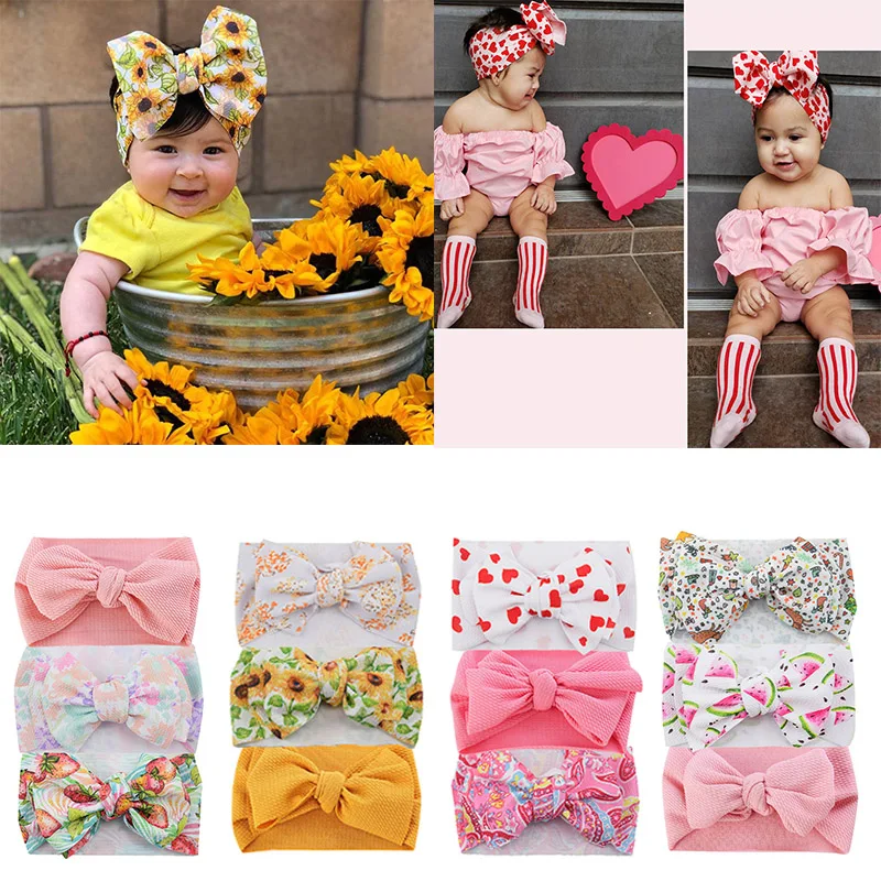 3 шт./компл. Цветочные Луки Детские оголовье в горошек бантом Haarband ободки для