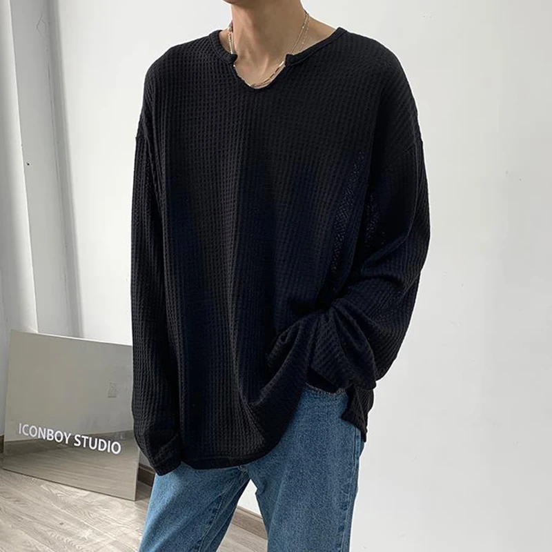 Sun Protection Breathable See Through Sexy Unisex Oversized T-shirt Long Sleeve V Neck Men Clothing 2022 Trend Woman Tee Punk