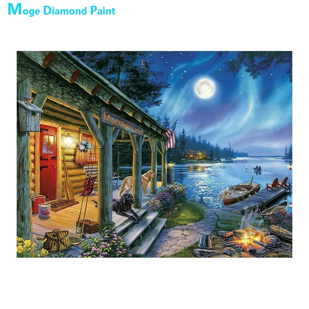 

Sea Scenery Moon Beach Diamond Painting Scenic Round Full Drill Nouveaute DIY Mosaic Embroidery 5D Cross Stitch home decor gifts
