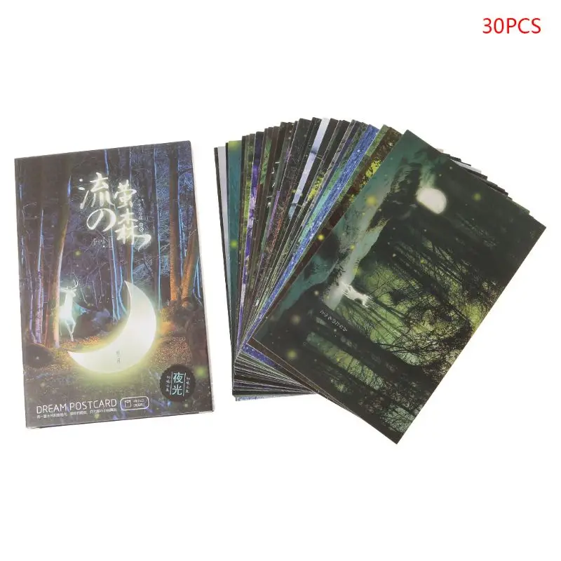 30 Uds. De postales luminosas clásicas que brillan en la oscuridad, Streamer, Animal, tarjeta de felicitación, regalo de Navidad, J78A