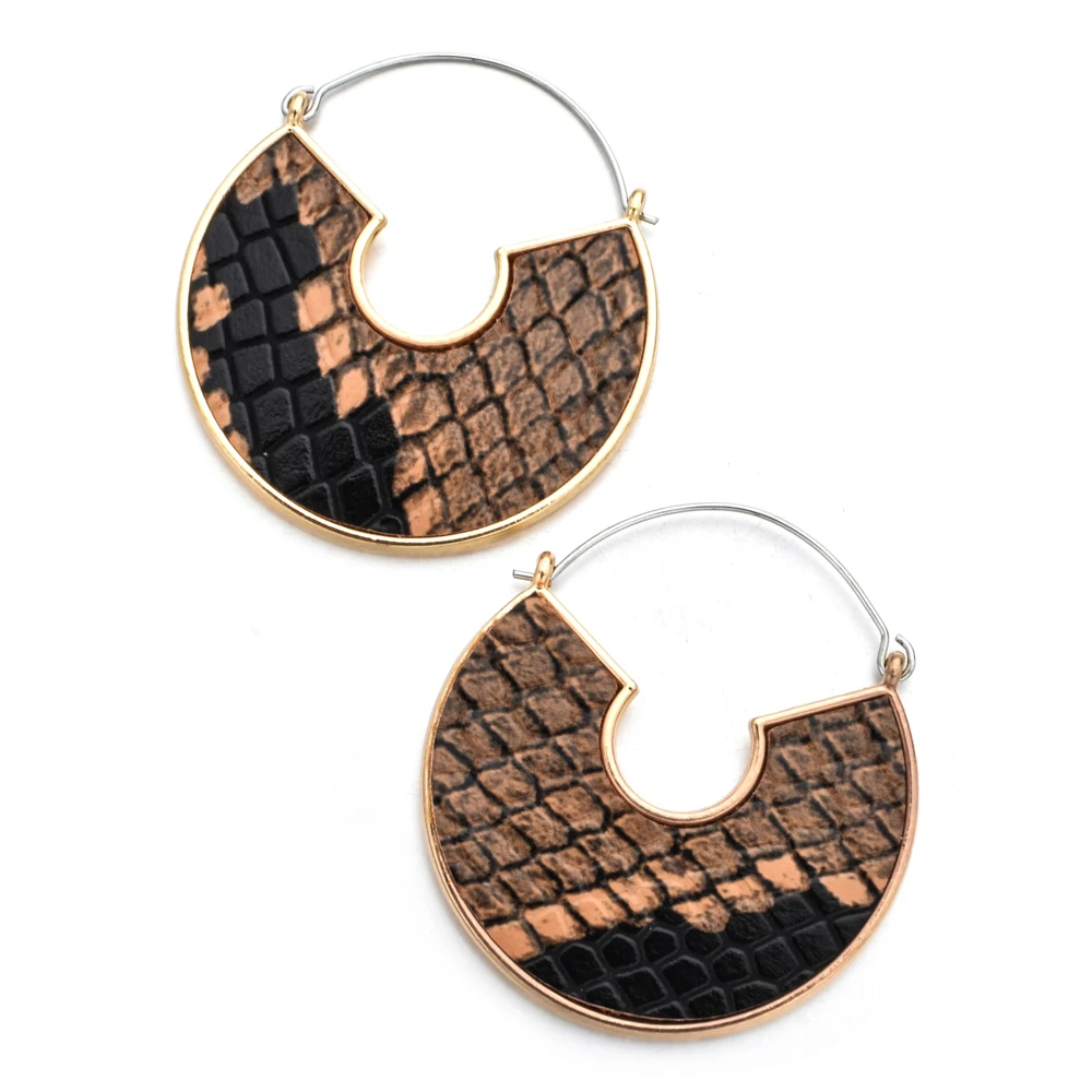 Геометрические круглые большие серьги-кольца из искусственной кожи для женщин винтажные леопардовые серьги золотого цвета женские модные ювелирные изделия Brinco подарки