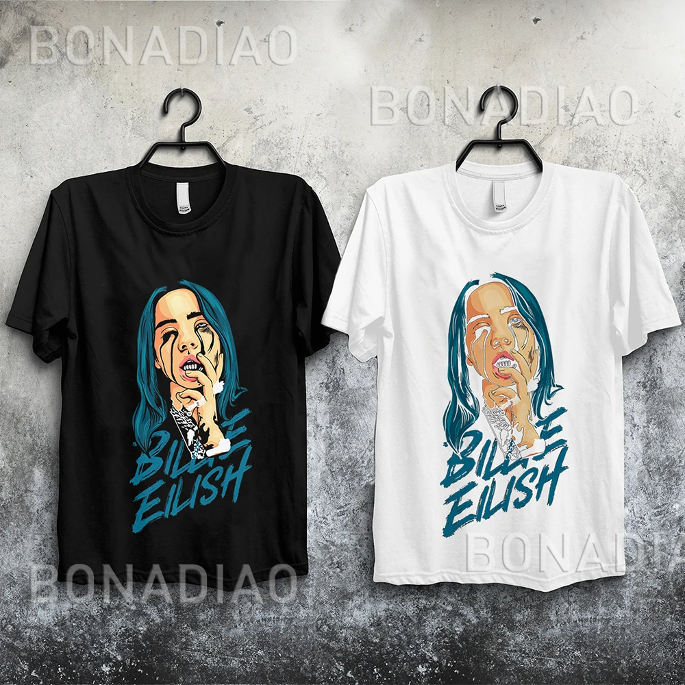 Удивительный океана глаз Billie Eilish футболка унисекс в стиле «хип-хоп»; стильная футболка Hipster футболка