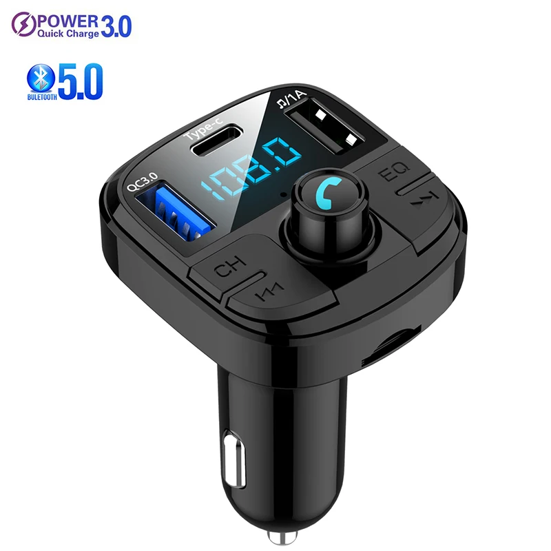 

USB Adapter Quick 3.0 Car Charger Mobile Phone 5.0 Bluetooth Reveiver Handsfree FM Transmitter MP3 Player Car Kit Fast Charger