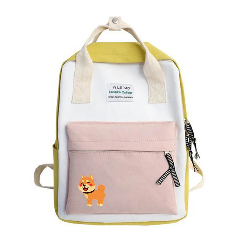 Harajuku карамельный цвет корги милый холщовый портативный школьный рюкзак женский японский Kawaii рюкзак через плечо дорожная сумка рюкзак Mochila - Цвет: 4