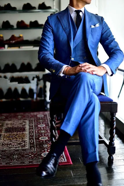

Latest Coat Pant Designs Royal Blue Men Suit Slim Fit 3 Piece Tuxedo Custom Blazer Groom Prom Party Suit Terno Masculino