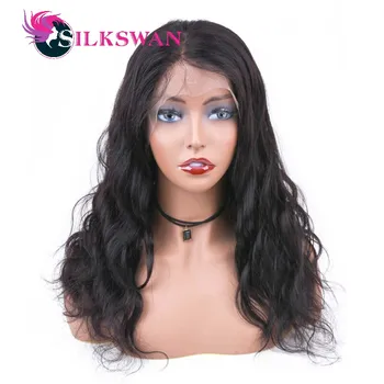 

Silkswan Body Wave Human Hair Wig Pre-Plucked Lace Front 13x4 Wigs 100% Peruvian Hair Wigs Density 180% Natural Color