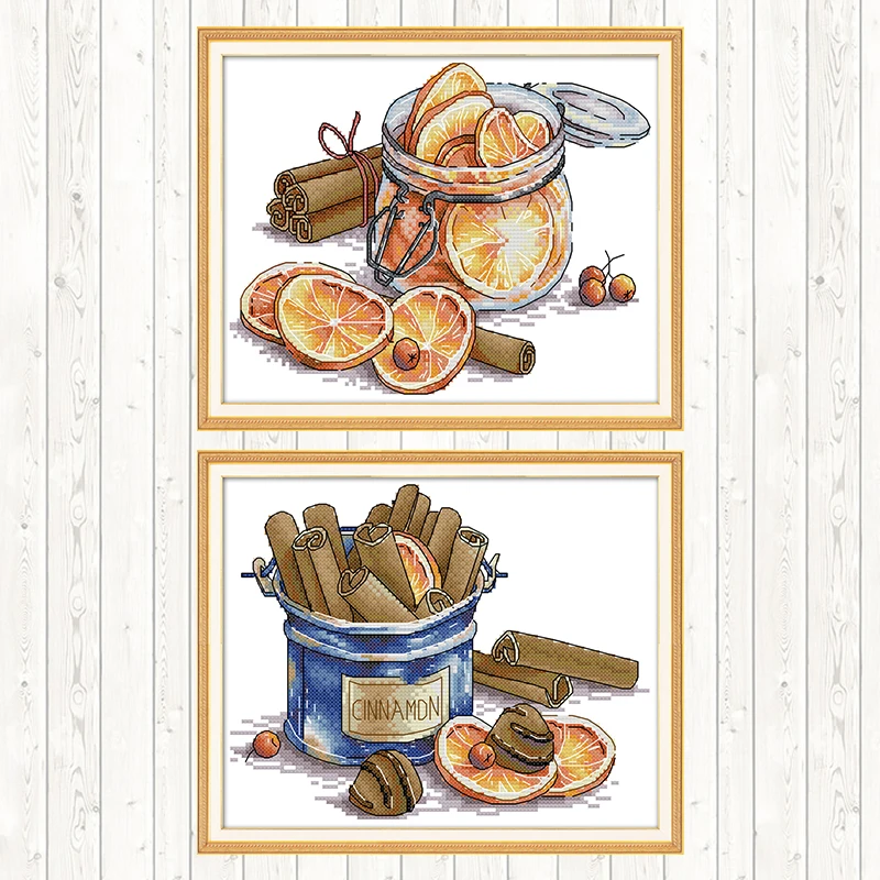 

Lemon Cross Stitch Embroidery Kit Handmade 14CT 11CT Counted and Stamped DMC Cotton Thread Printed Canvas DIY Needlework Crafts