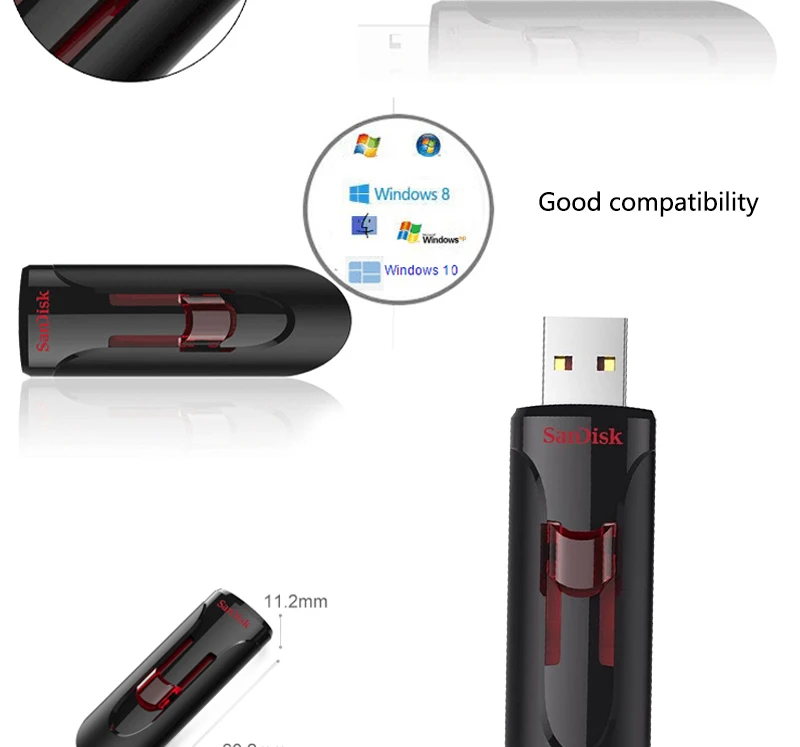 USB флеш-накопитель SanDisk CZ600, 16 ГБ, USB 3,0, 32 ГБ, 64 ГБ, 128 ГБ, 256 ГБ, выдвижной флеш-накопитель для смартфонов, ноутбуков