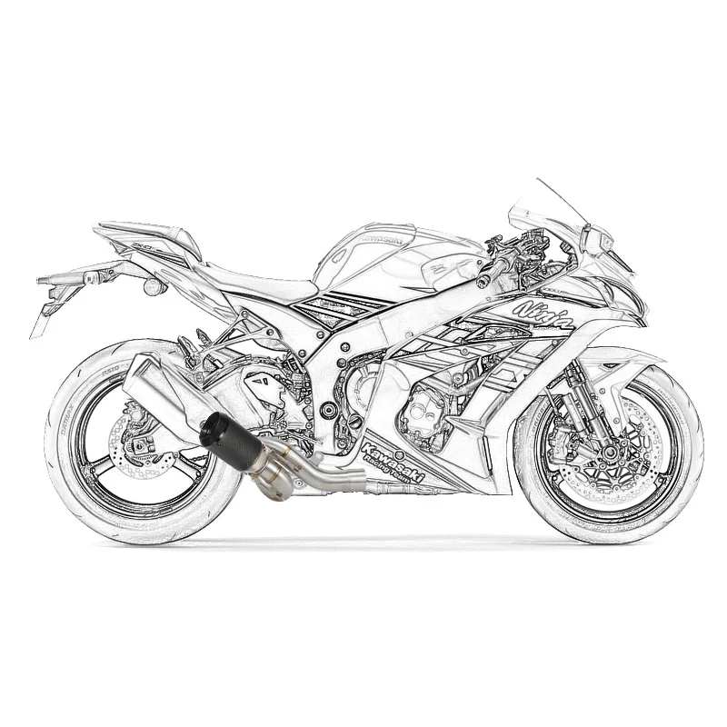 Слипоны для Kawasaki ZX6R ZX636 2009 2017 мотоцикл выхлопной среднего звена трубы 51 мм витой