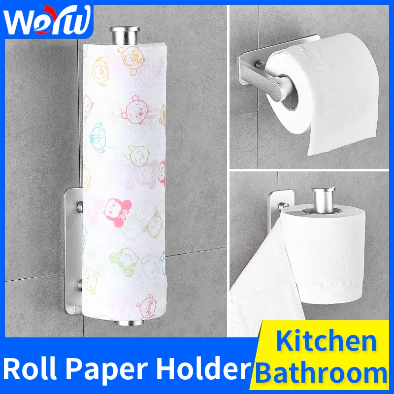 

Toilet Paper Holder Black Bathroom Toilet Roll Paper Holder Aluminum Vacuum Kitchen Paper Holder Hanger Wall Mounted Towel Bar