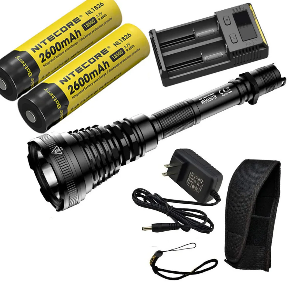 NITECORE MH40GTR охотничий фонарь CREE XP-L HI V3 светодиодный Макс 1200 люмен длинный бросок 1004 м зарядка постоянного тока Тактический перезаряжаемый - Испускаемый цвет: 2 x NL1826 I2