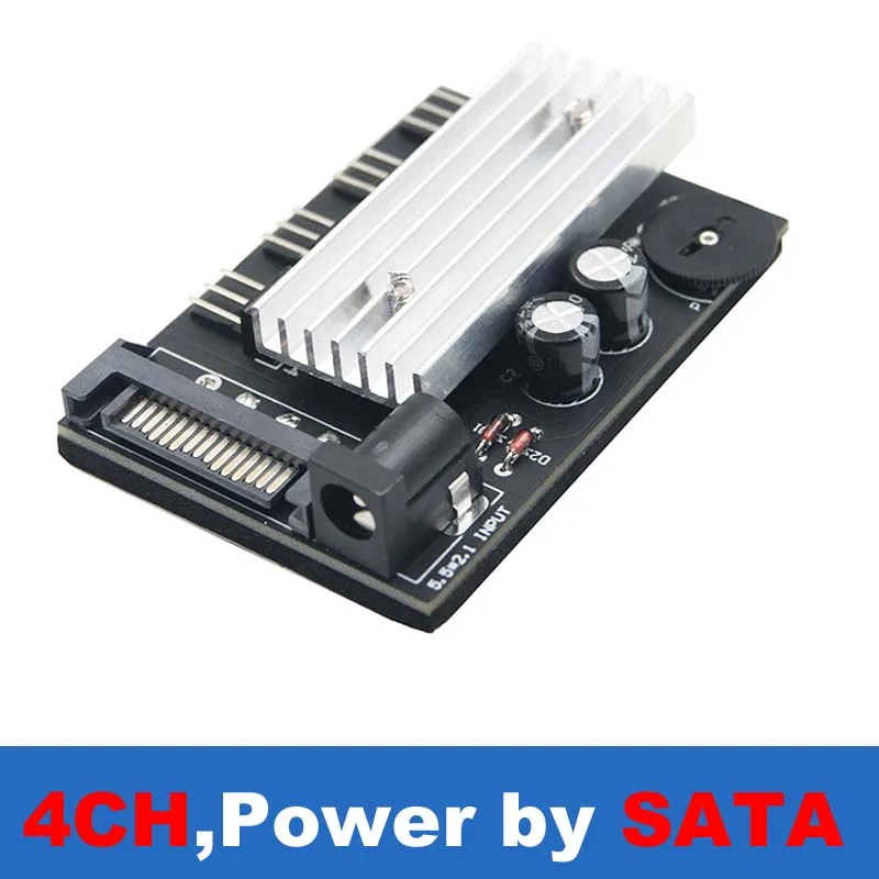 3pin Реобас ler Hub, 3 4 канала Molex или SATA разветвитель вентилятора w/ручка управления компьютер PC чехол 12V Вентилятор Кулер скорость температуры - Цвет: 4 Way SATA Power