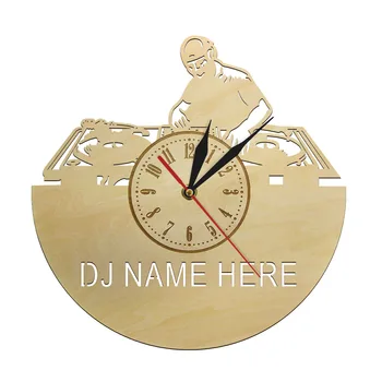 

DJ Your Name Custom Design Decorative Wall Clock Music Fans Singing and Dancing Wall Art Wooden Clock Silent Sweep Clock